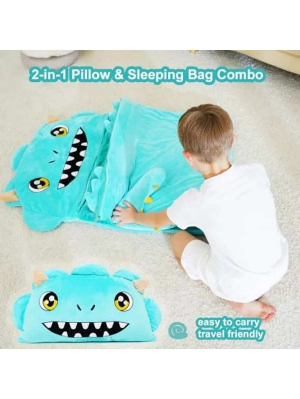 Cozy Kids Sleeping Bag with Pillow - Plush Nap Mat for Travel & Sleepovers 3-12Y